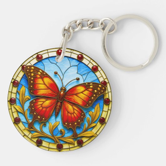 Porte-clés Stained glass window butterfly (Dos)