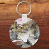 Porte-clés Staithes, North Yorkshire, Angleterre Aquarelle (Recto)