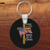 Porte-clés Stand For Flag Kneel For Cross Patriotic Christian (Recto)