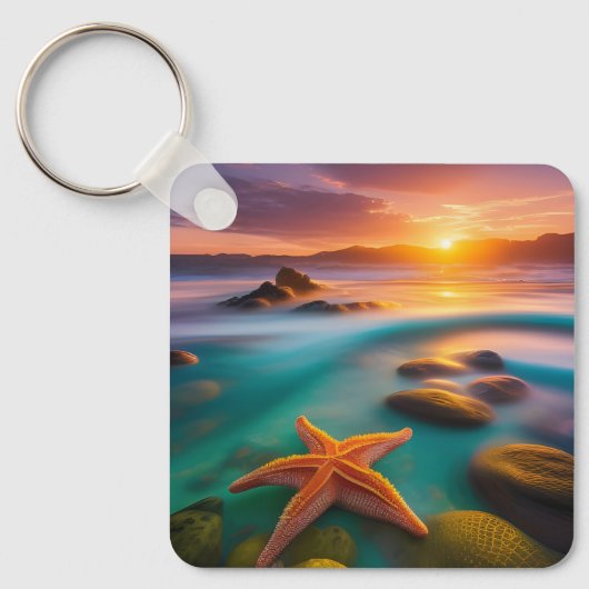 Porte-clés Starfish sur la plage à Dawn (Recto)