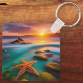 Porte-clés Starfish sur la plage à Dawn (Verso)