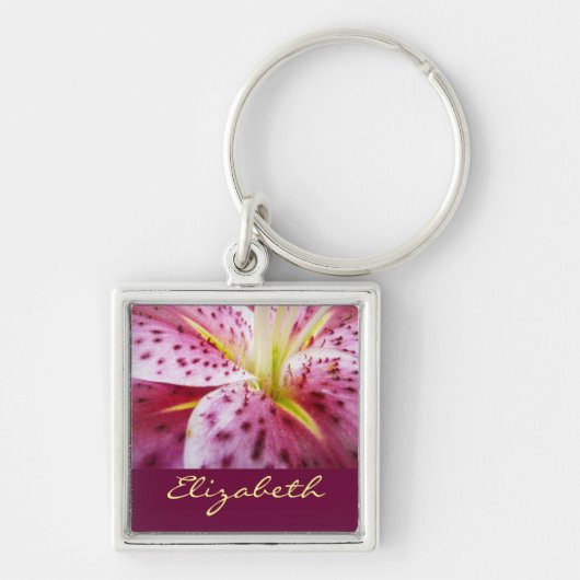 Porte-clés Stargazer Lily brillant Magenta Floral (Devant)