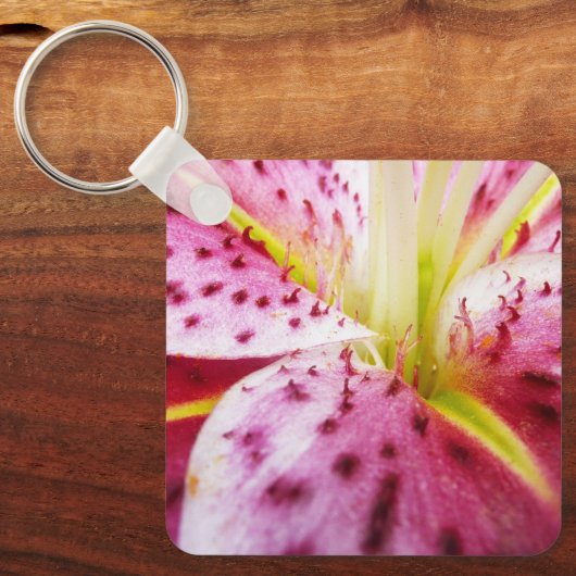 Porte-clés Stargazer Lily brillant Magenta Floral (Recto)