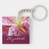 Porte-clés Stargazer Lily brillant Magenta Floral (Dos)