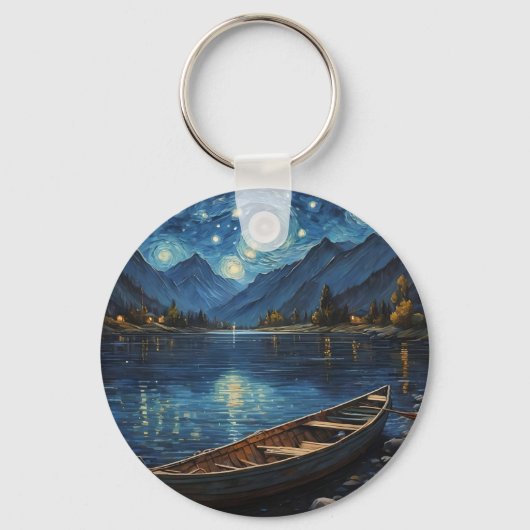 Porte-clés "Starlit Drift : Pêcher sous le Cosmos (Recto)