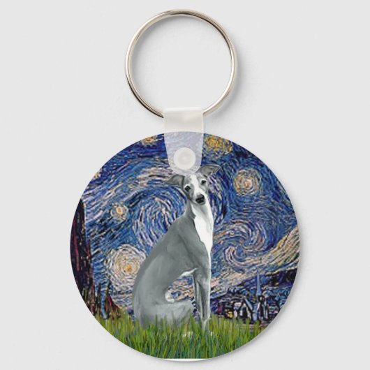Porte-clés Starry Night-Italien Greyhound 4 (assis) (Recto)