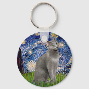 Porte-clés Starry Night - Russian Blue cat