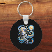 Porte-clés Starry night van gogh jellyfish scuba diving surf (Recto)