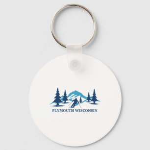 Porte-clés Station de ski de Plymouth Wisconsin Skieur Ski 