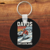 Porte-clés Station de ski Retro Davos Suisse (Recto)