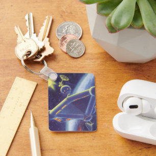 Porte-clés Station spatial en orbite de science-fiction vinta