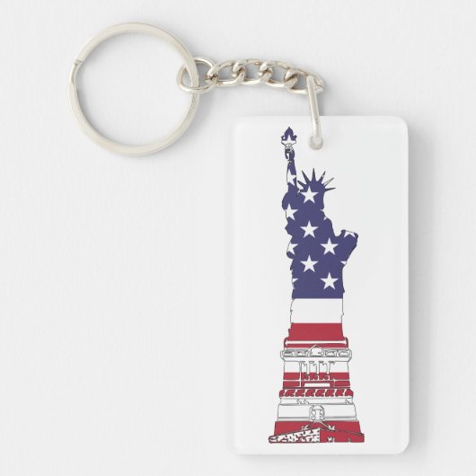 Porte-clés Statue de la Liberté, États-Unis Drapeau, Etoiles  (Devant)
