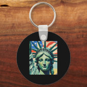 Porte-clés Statue Of Liberty American Flag Art New York T Shi (Recto)