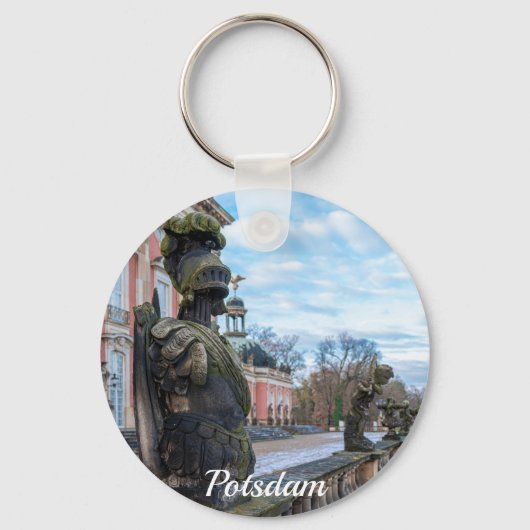 Porte-clés Statues de chevalier en pierre près du palais à Po (Recto)