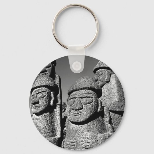 Porte-clés Statues du grand-père de Jeju Stone Harubang BW (Recto)