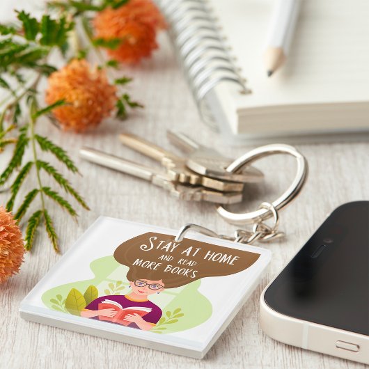 Porte-clés Stay Home Read More Books Book Lover
