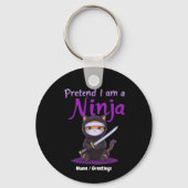 Porte-clés Stealthy Ninja Cat Masked Kitty Warrior Pun (Recto)