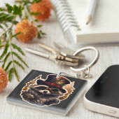 Porte-clés Steampunk Christmas Raccoon (Devant Droit)