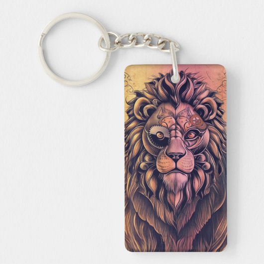 Porte-clés Steampunk Couleur Gradient Lion Rustique (Devant)