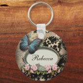 Porte-clés steampunk Ephemera floral Butterfly victorian (Recto)