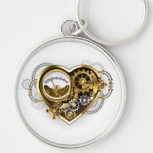 Porte-clés Steampunk Heart with a Manometer