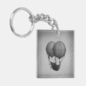 Porte-clés Steampunk Silver Hot Air Balloons with Ship (Devant gauche)