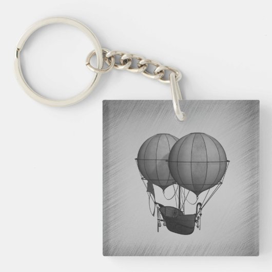 Porte-clés Steampunk Silver Hot Air Balloons with Ship (Devant)
