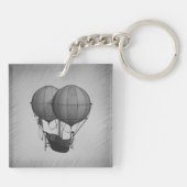 Porte-clés Steampunk Silver Hot Air Balloons with Ship (Dos)