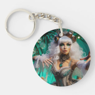 Porte-clés Steampunk Victorian Futuristic Green Dancer
