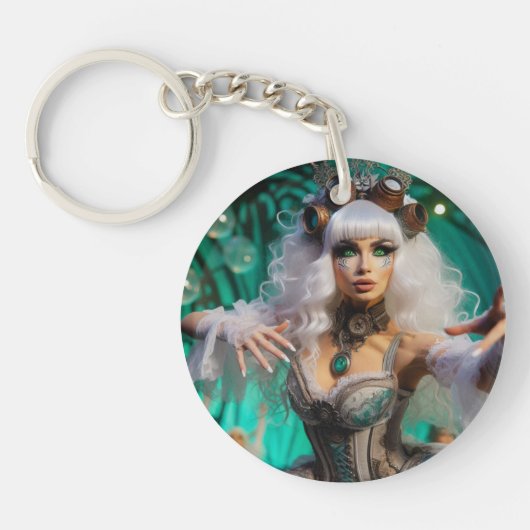 Porte-clés Steampunk Victorian Futuristic Green Dancer (Devant)