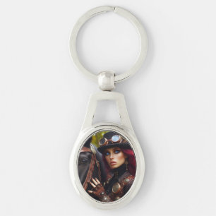 Porte-clés Steampunk Victorian Lady Dark Rider