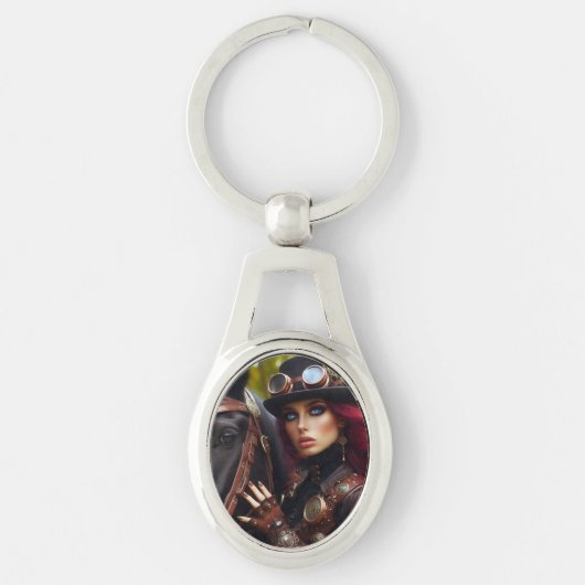 Porte-clés Steampunk Victorian Lady Dark Rider (Devant)