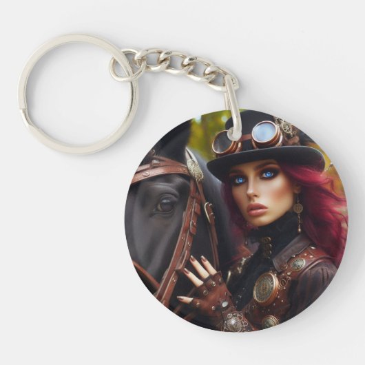 Porte-clés Steampunk Victorian Lady Dark Rider (Devant)