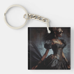 Porte-clés Steampunk Vintage Victorian Lady Black Raven