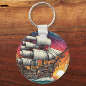 PORTE-CLÉS STEAMPUNK VOILE NAVIRE SUNSET (Recto)