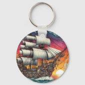 PORTE-CLÉS STEAMPUNK VOILE NAVIRE SUNSET (Verso)