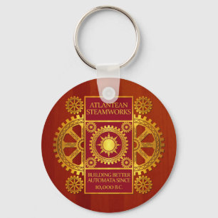 Porte-clés Steamworks Atlantean - or et rouge sur Cherrywood