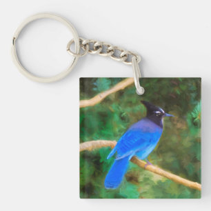 Porte-clés Steller's Jay Painting - Art original pour les ois