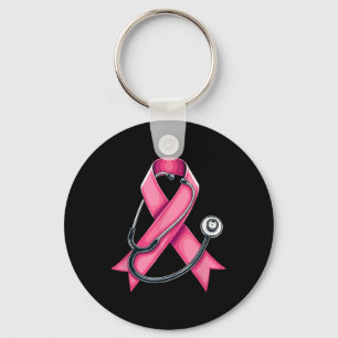 Porte-clés Stéthoscope à ruban rose Cute Nurse Cancer du Sein