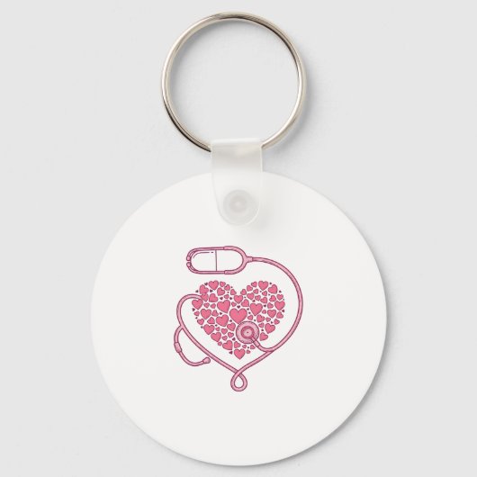 Porte-clés Stéthoscope Cardiaque Design de Chemise Vectoriel (Recto)