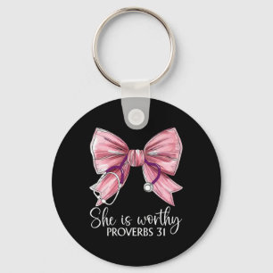 Porte-clés Stethoscope Coquette Bow Elle Vaut Le Chrétien B