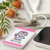 Porte-clés Stethoscope rose Infirmier pinguin mignon personna (Devant droit)