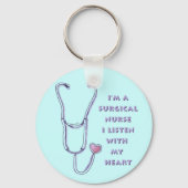 Porte-clés Stéthoscope Surgical Nurse custom name keychain (Recto)