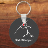 Porte-clés Stick Avec Sport Javelin Stickman Rouge foncé (Recto)