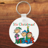 Porte-clés Stick Figure Enfants C'est Noël Tshirts et cadeaux (Recto)