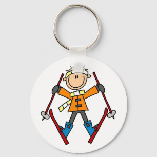 Porte-clés Stick Figure Skier T-shirts et cadeaux