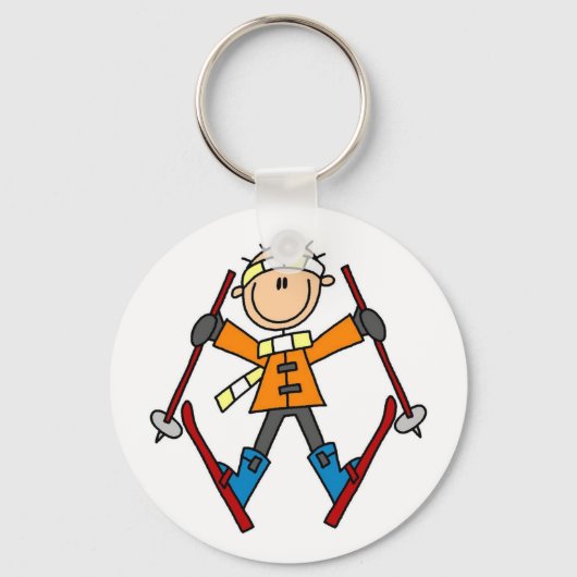 Porte-clés Stick Figure Skier T-shirts et cadeaux (Recto)