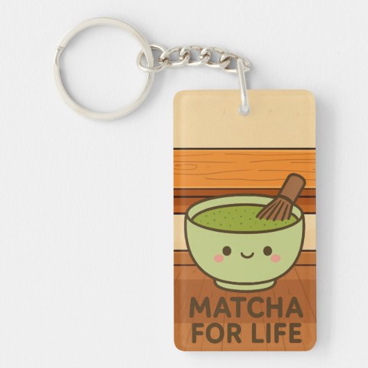 Porte-clés Sticker à bol mignon Matcha (Devant)