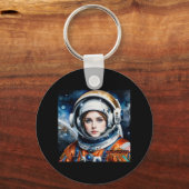 Porte-clés Sticker pour fille spatiale (Recto)