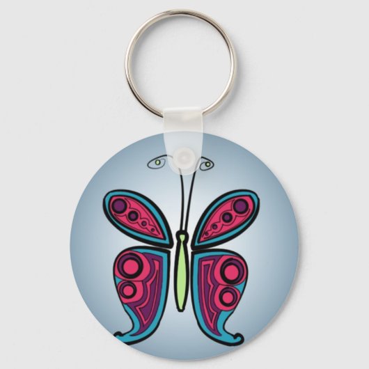 Porte-clés Sticker rond papillon classique (Recto)